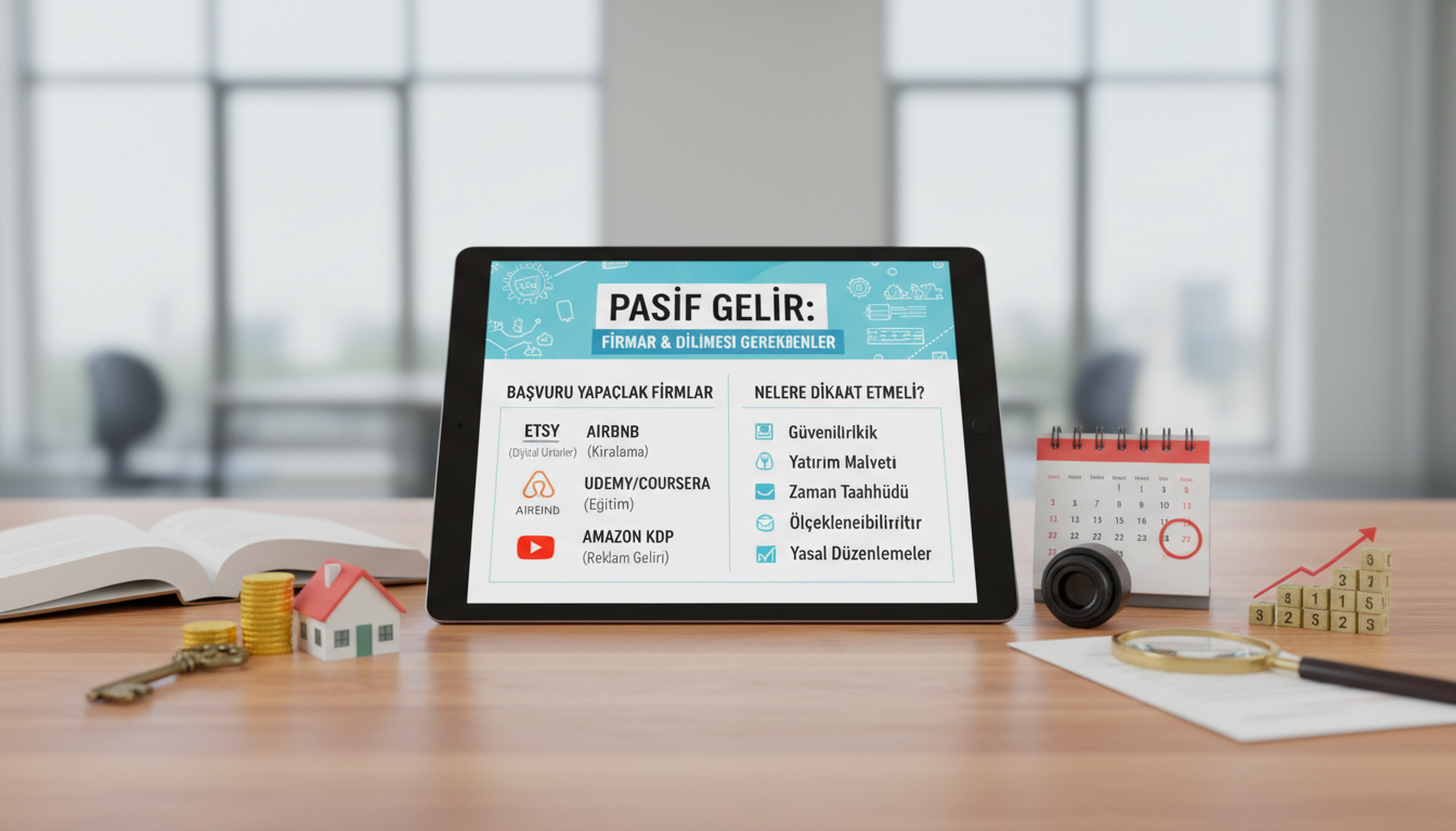 Illustration for blog section about: pasif gelir için hangi firmalara başvuru yapmak lazım ve neye d