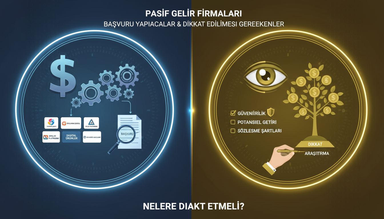 Illustration for blog section about: pasif gelir için hangi firmalara başvuru yapmak lazım ve neye d