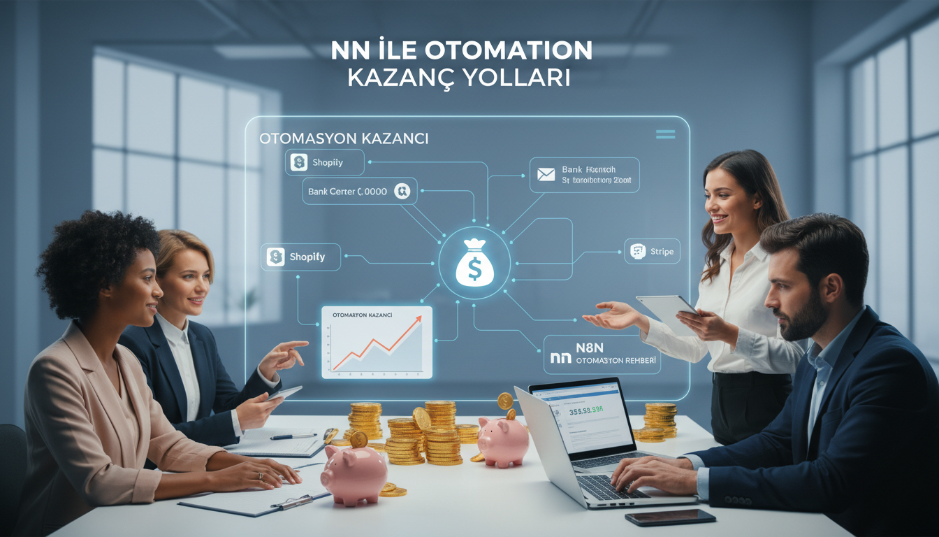 Illustration for blog section about: n8n ile otomasyon kurup para kazanmak için neler yapılır, image