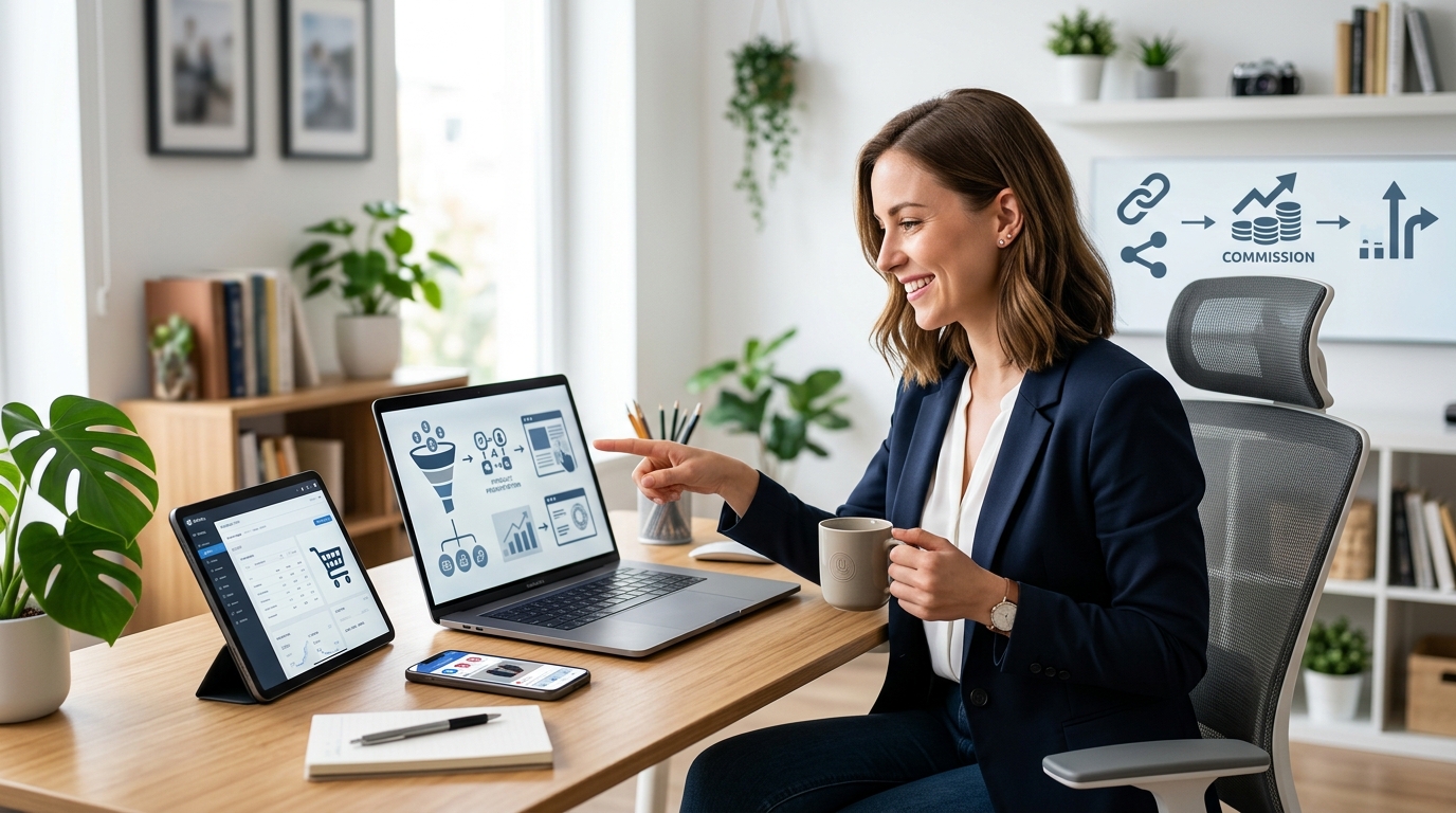 Illustration for blog section about: affiliate marketing nedir? nasıl yapılır ve hangi siteler kulla